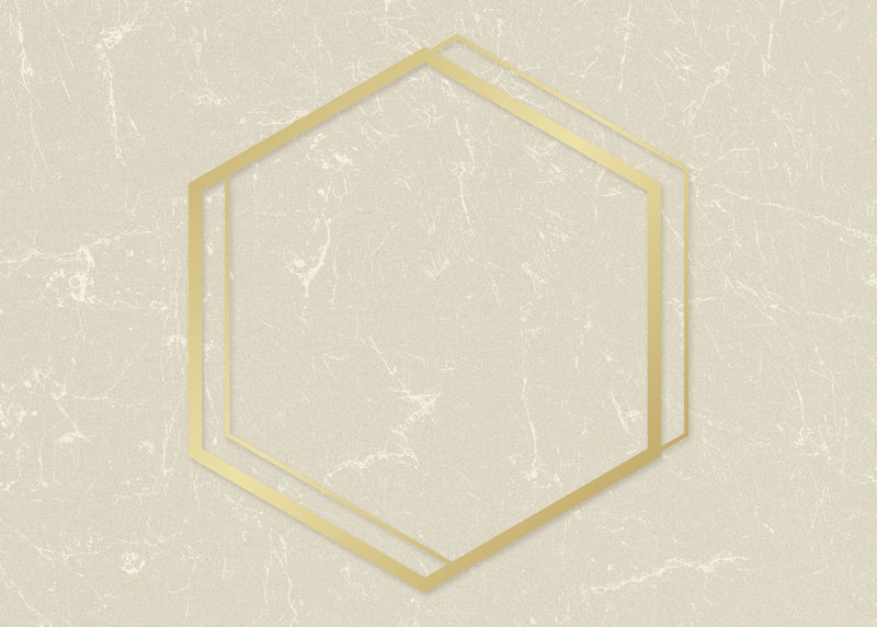 金色六边形框架米色纸纹理背景