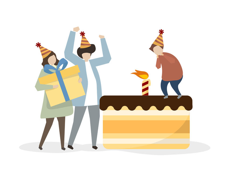 一家人一起庆祝生日