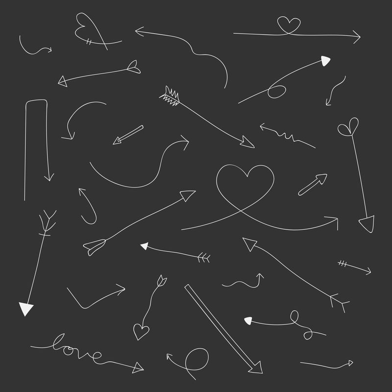 白色涂鸦箭头矢量集合