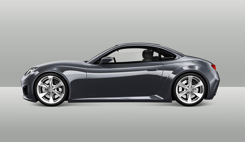 灰色跑车的三维侧视图