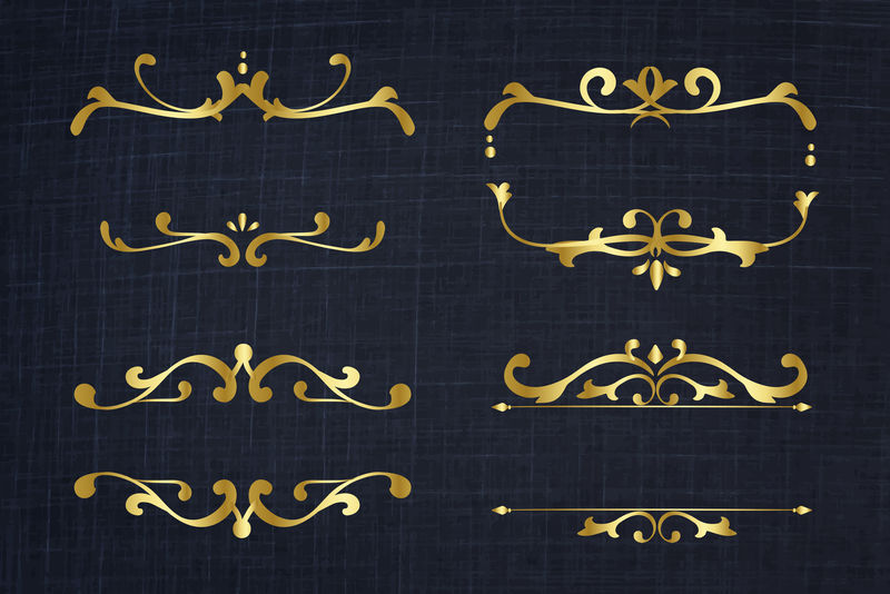 优雅的金色浮雕边框套装