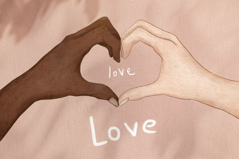 多样的手连心psd可爱的手绘插图