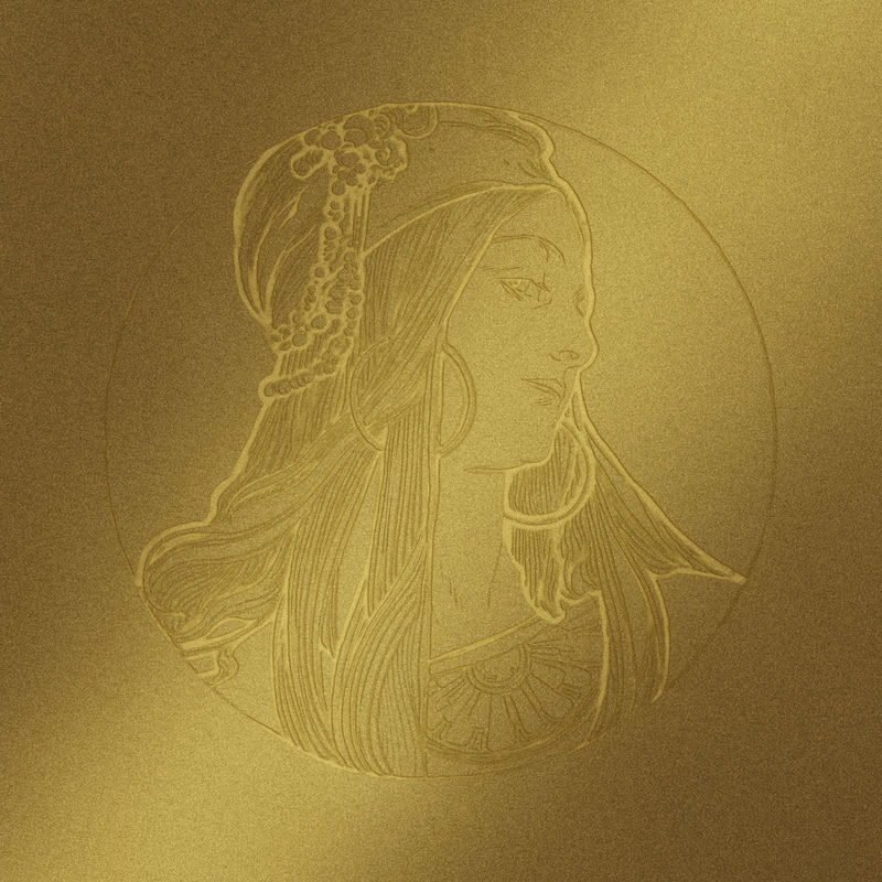 Art Nouveau Gold Badge Woman PSD Illustrationremixed from the Artworks of \u003ca href=\u0022https:\/www
