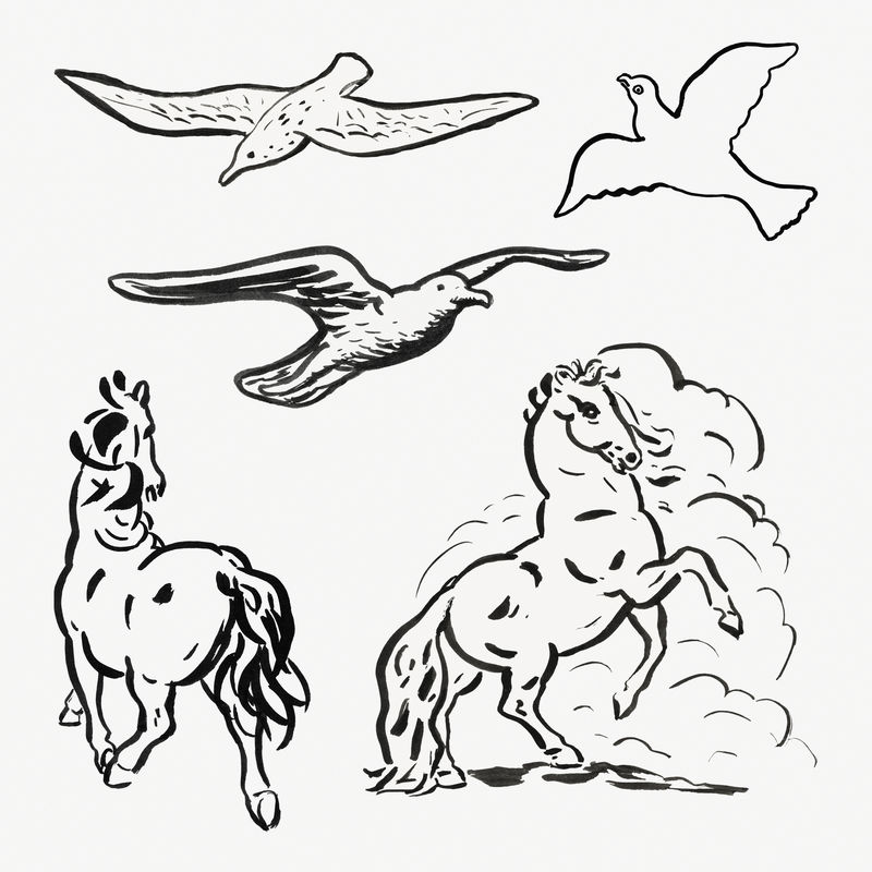 动物psd复古绘画从利奥·格斯特尔的艺术作品中混合而成