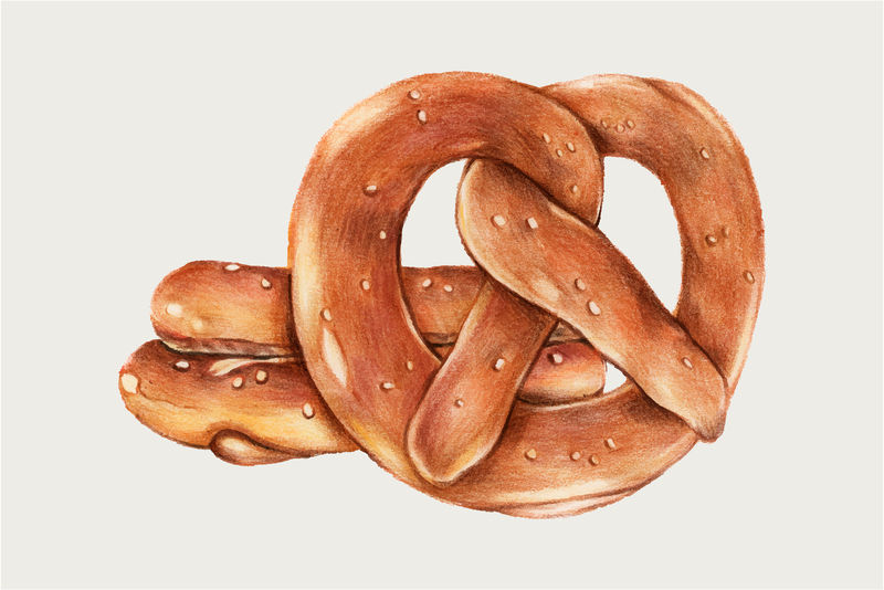 烤椒盐卷饼手绘矢量