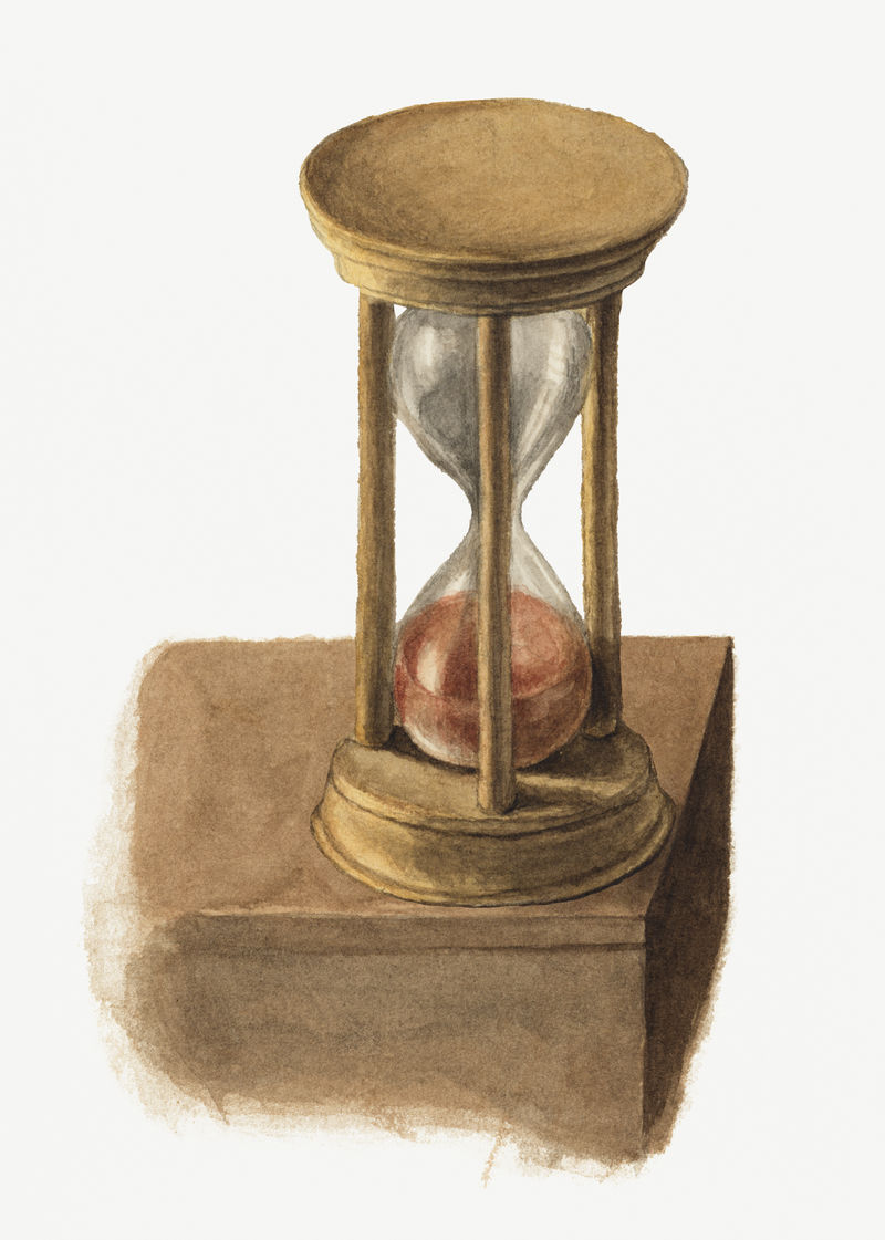 仿古木制沙漏插图水彩