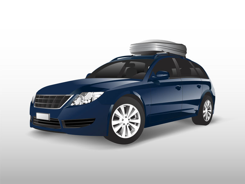 带车顶储物箱的蓝色SUV