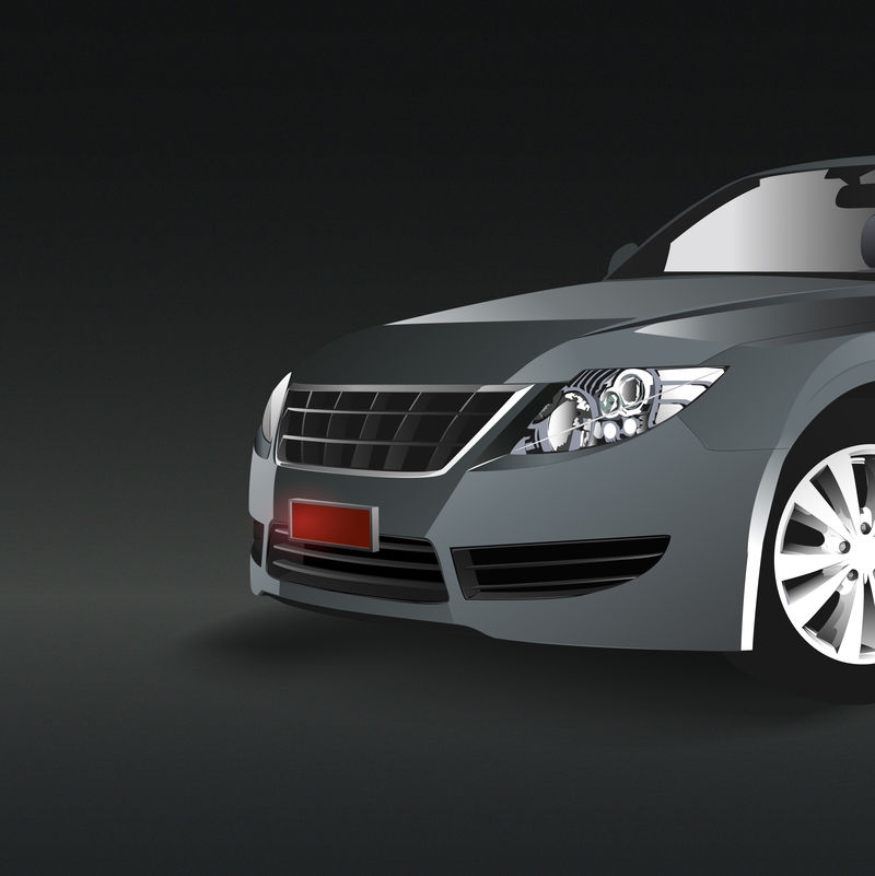 黑色背景向量中的灰色轿车