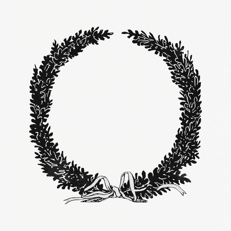 复古单色圣诞花环设计元素