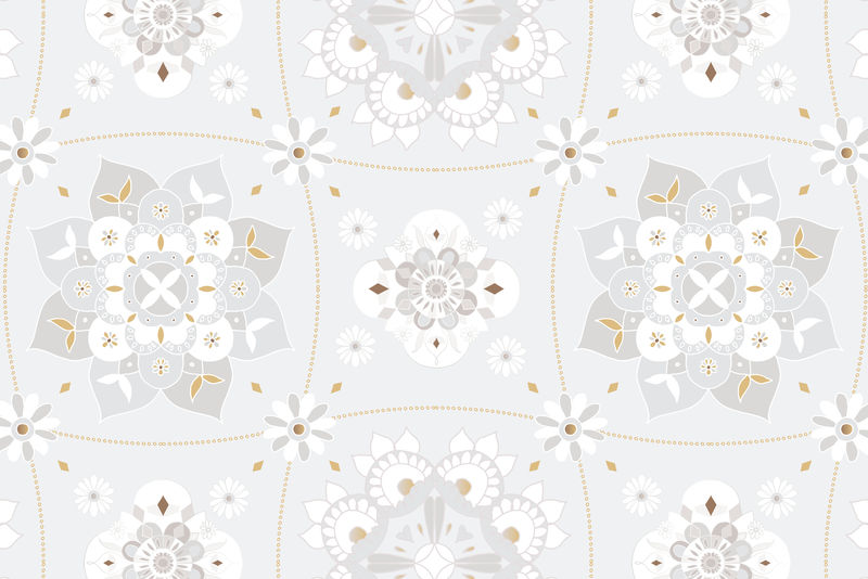 曼荼罗灰色印度图案花卉背景