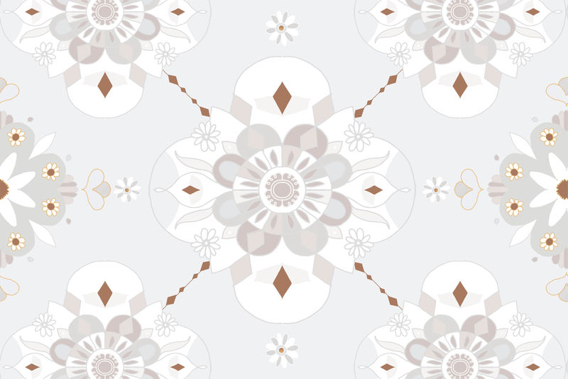 曼荼罗灰色印度图案矢量花卉背景