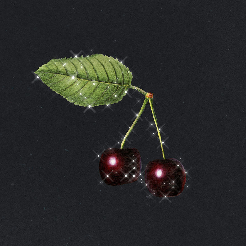 手绘起泡樱桃水果设计元素