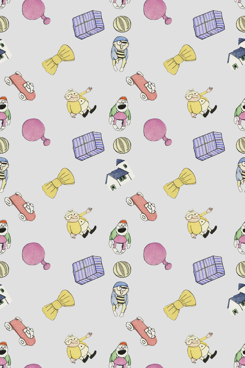 图案背景psd以玩具和蝴蝶结为特色由查尔斯·马丁的艺术作品混合而成