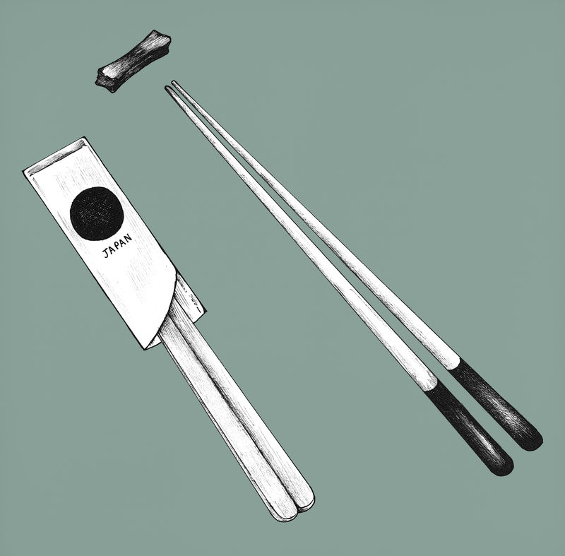 手绘双筷子