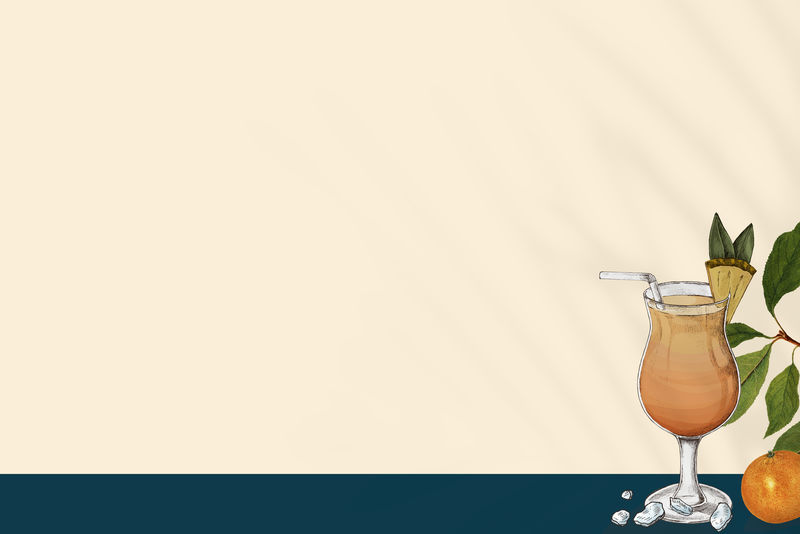 橙汁背景psd在一个玻璃混合媒体手绘插图