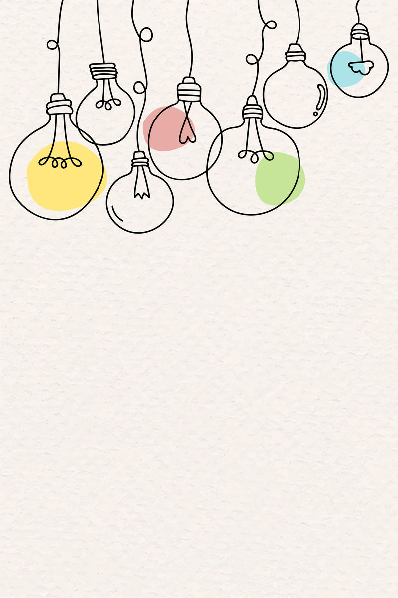 创意灯泡涂鸦米色背景向量