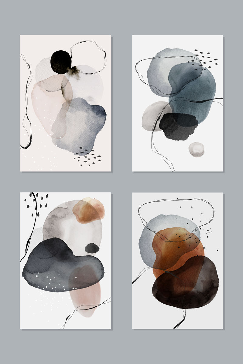 彩色抽象水彩着色集向量