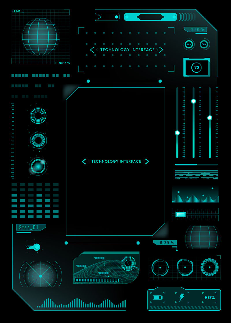 技术接口模板设计元素向量