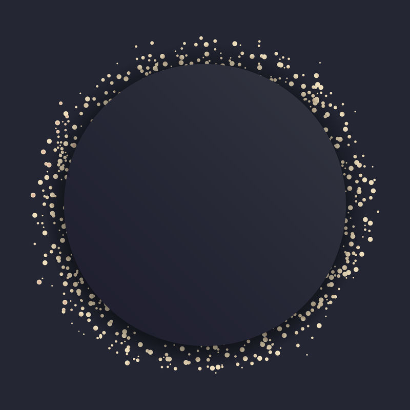 黑色背景向量上的金色圆框