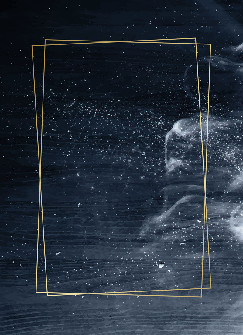 晴朗夜空背景向量上的金色框矩形