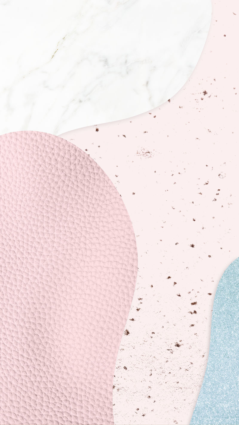 粉蓝拼贴质感手机壁纸插画