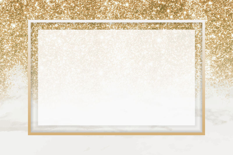 闪光背景向量上的金色矩形框