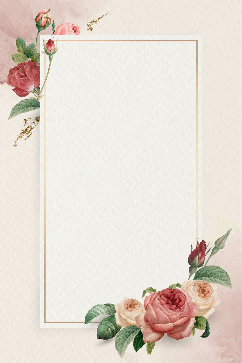 花矩形金色框架向量