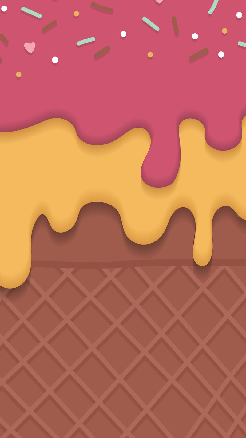 奶油冰淇淋华夫饼手机壁纸矢量