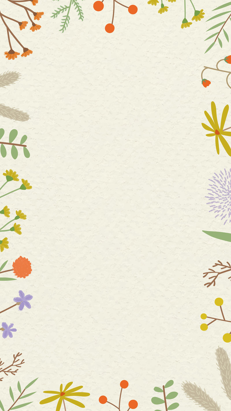 涂鸦自然图案框手机壁纸矢量