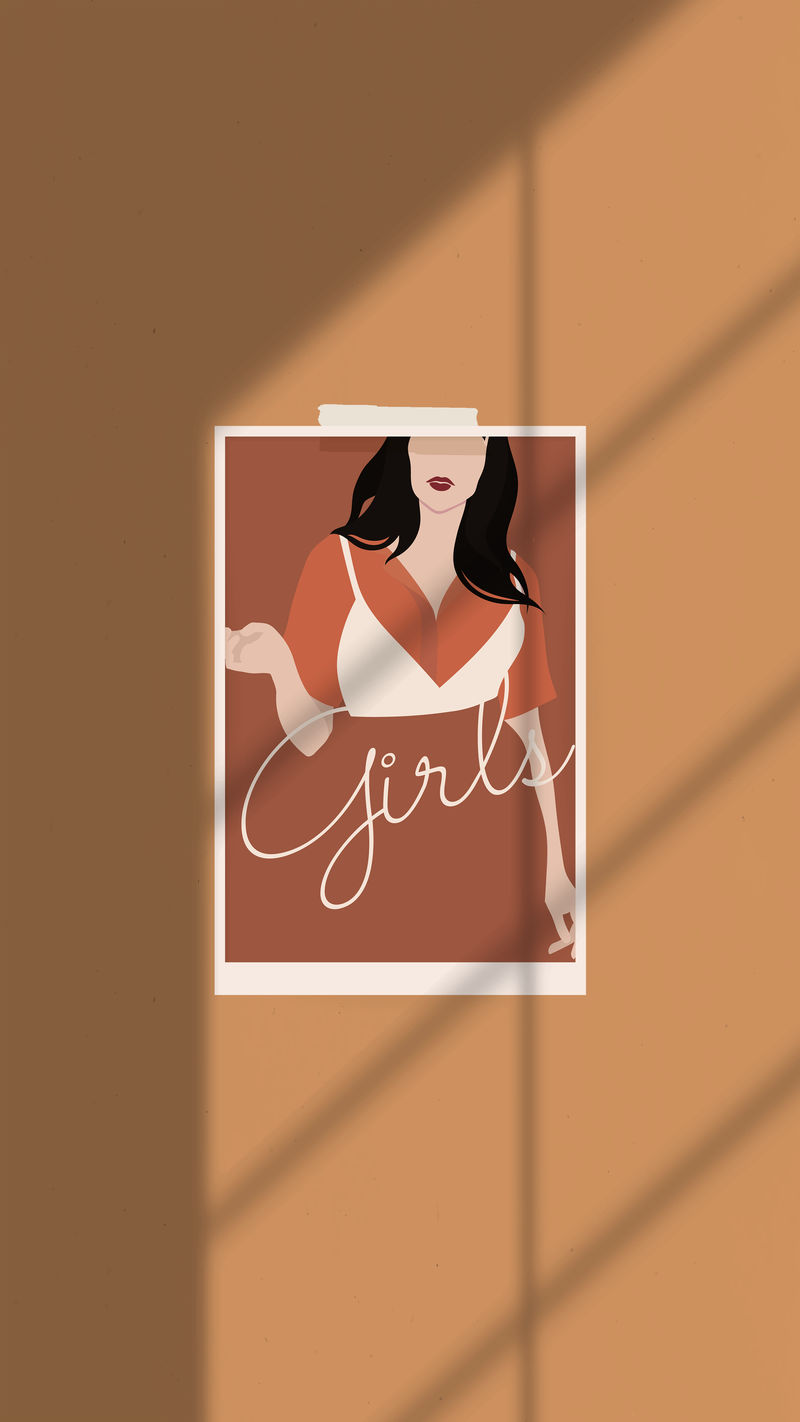 女时尚手机壁纸插画