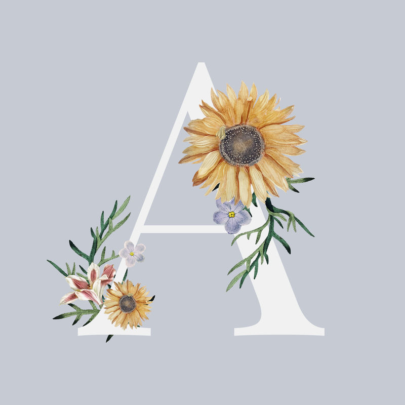 花卉字母A psd花卉版式