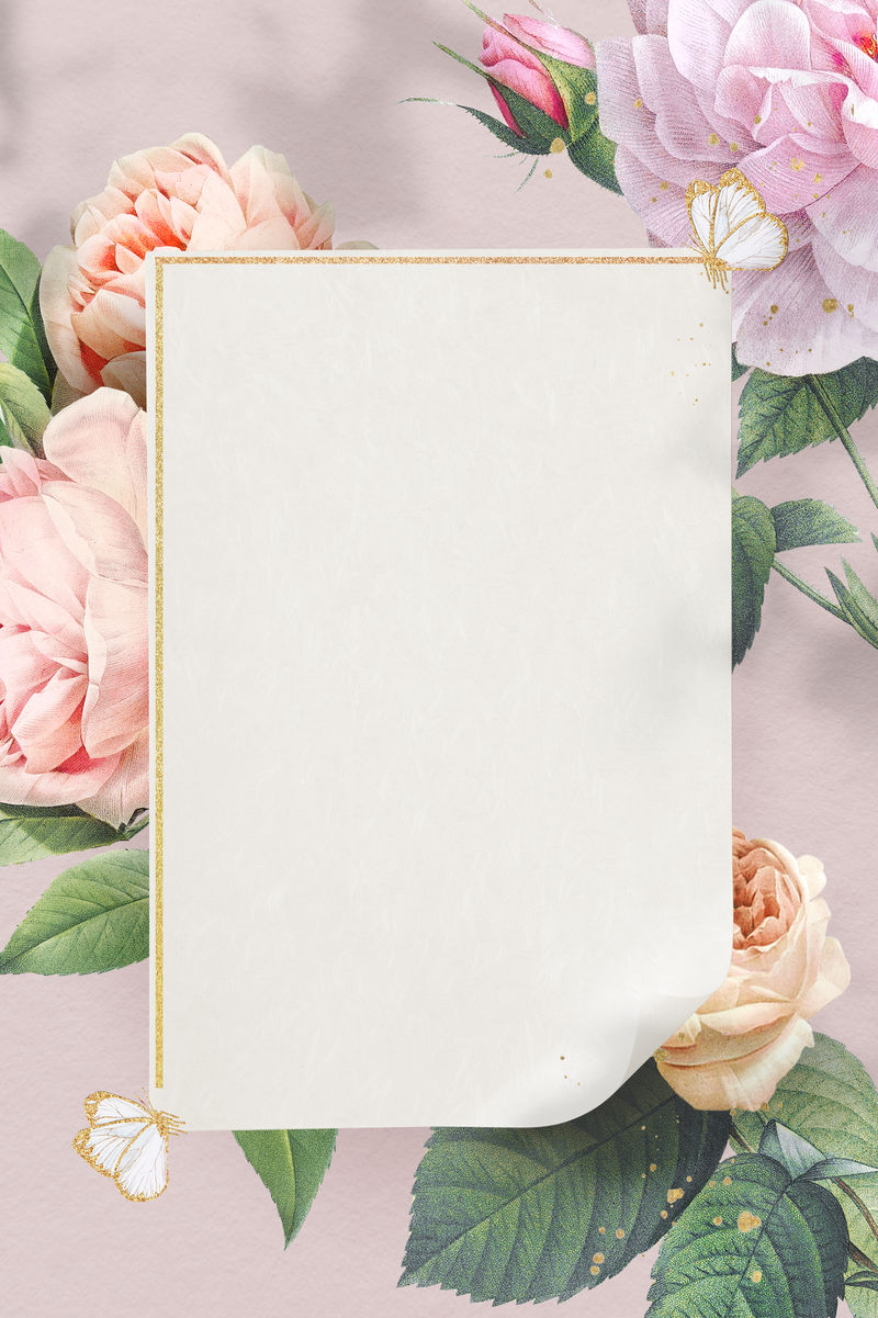 花矩形金色框架向量