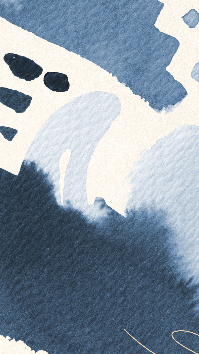 蓝色水彩画孟菲斯手机壁纸