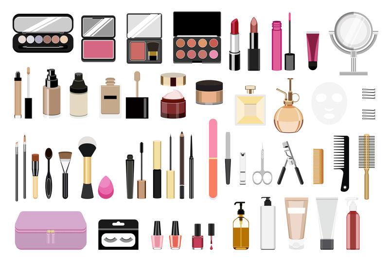 女性化妆品图标集