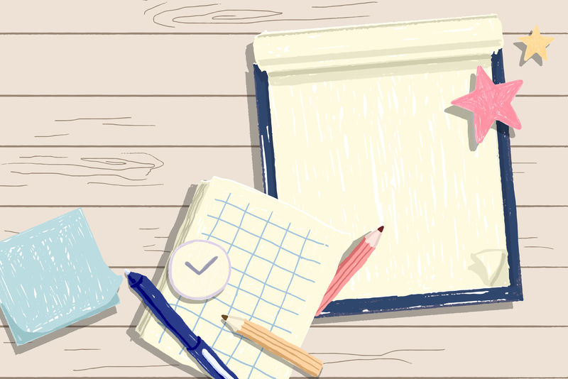 木制背景向量上的空白笔记本