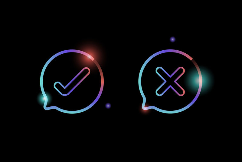 勾选并错误标记社交媒体图标矢量