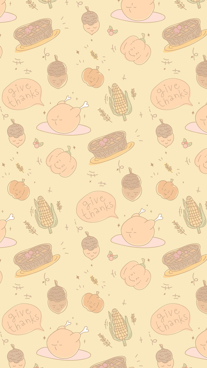 感恩节元素无缝图案手机壁纸矢量