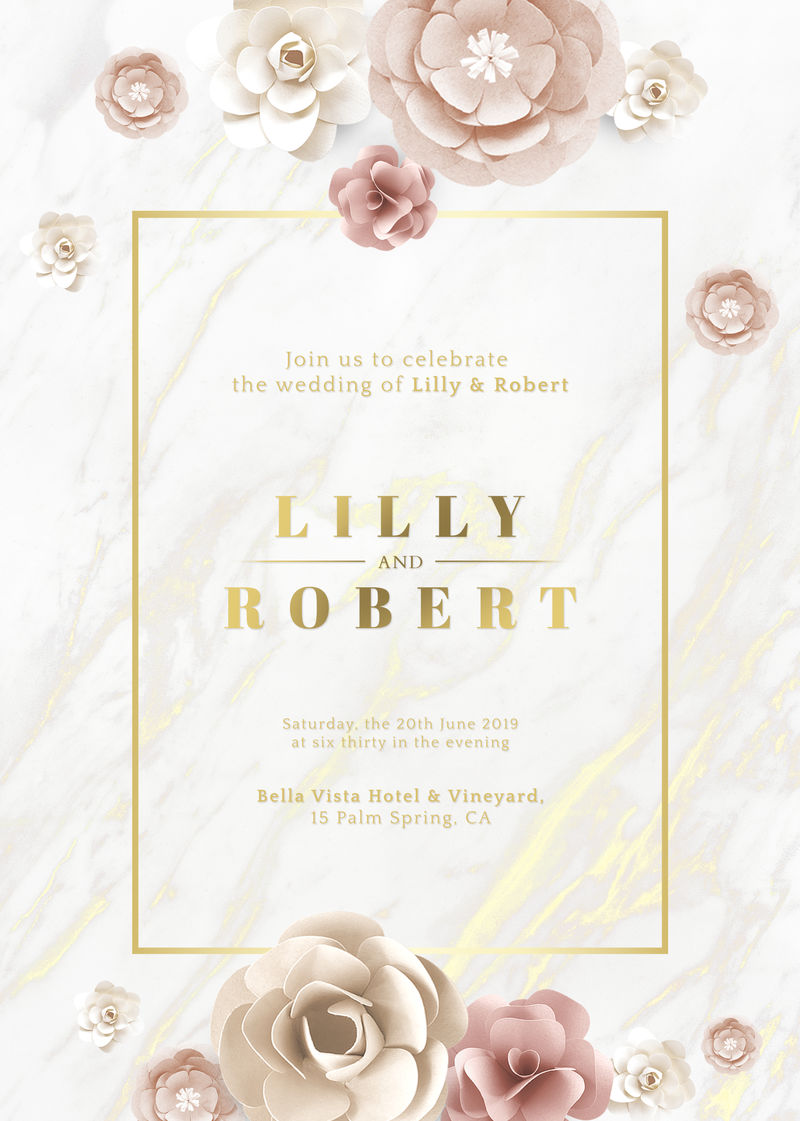 纸工艺花卉元素卡片模板向量