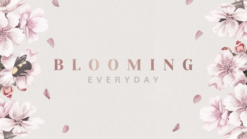 粉红绽放每日卡片向量