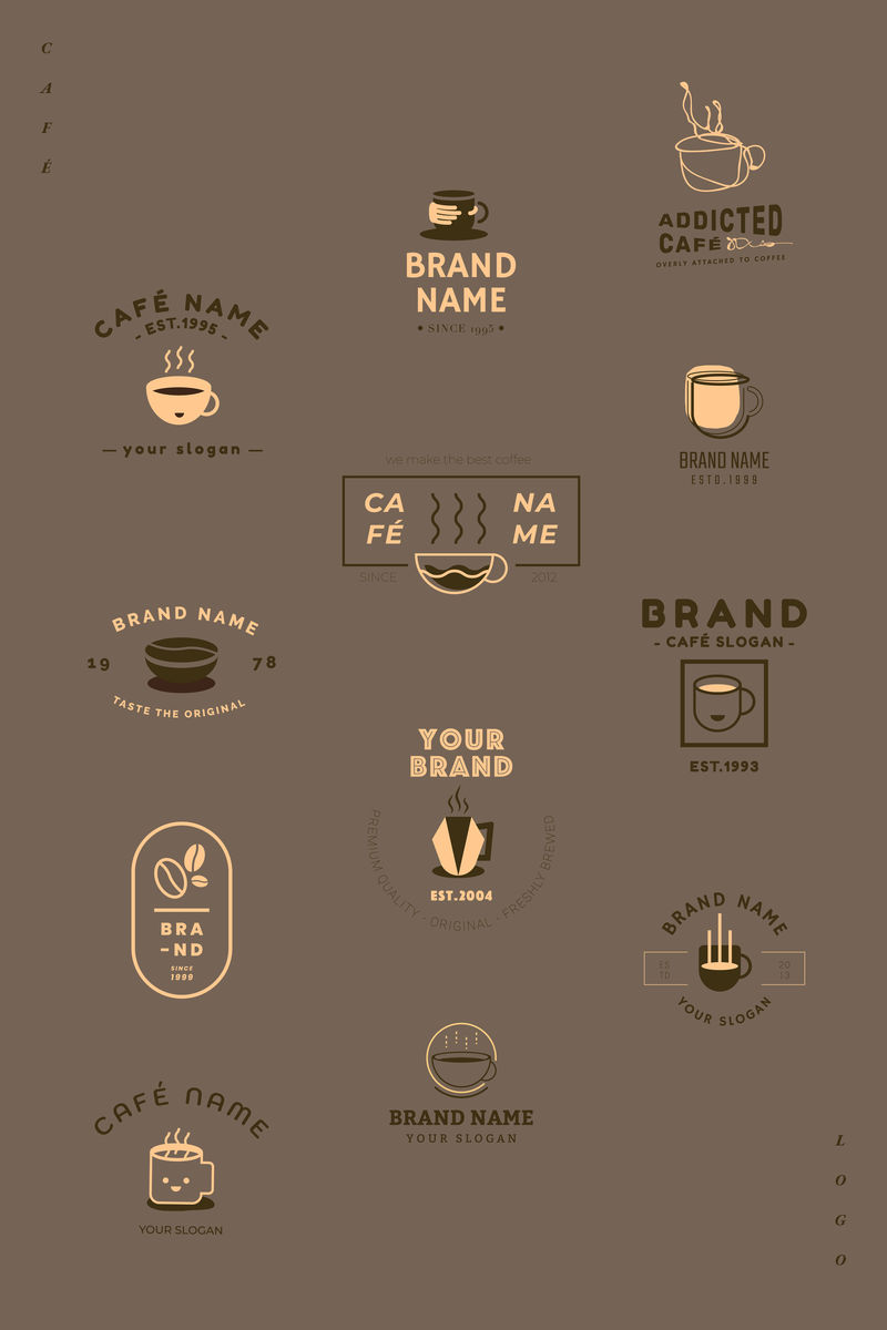 咖啡店徽章标志矢量集