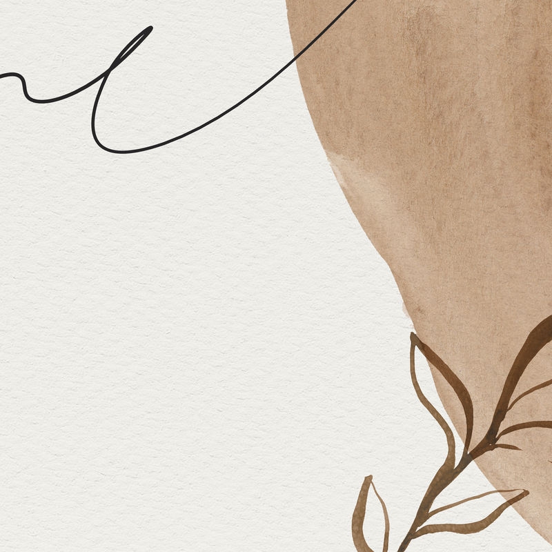 棕色孟菲斯植物水彩背景