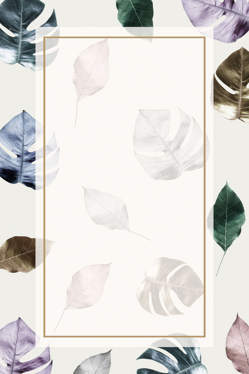 金属开叉叶图案背景插图上的矩形框