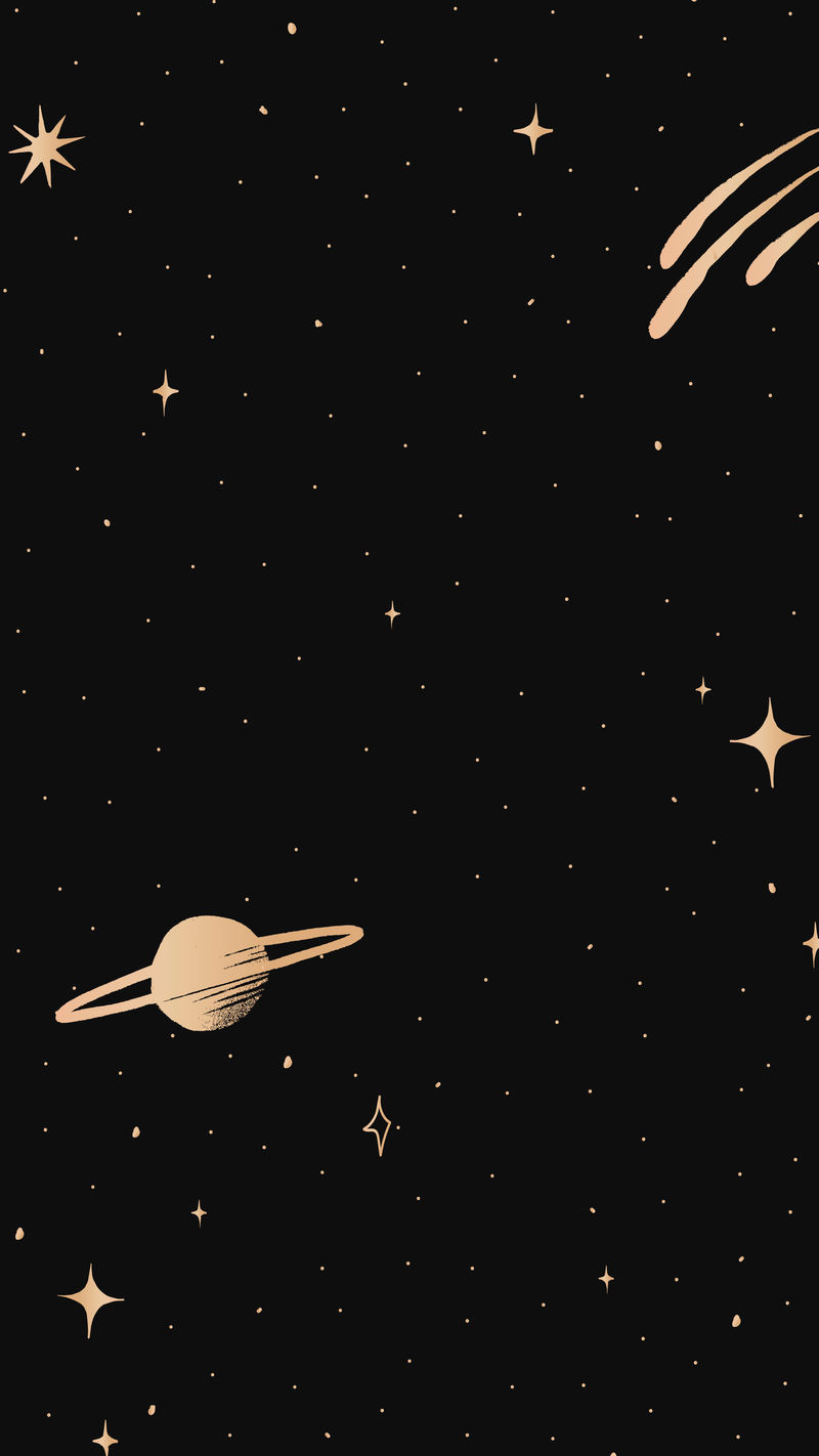 土星银河金色移动壁纸矢量星空黑色背景素材 高清图片 摄影照片 寻图免费打包下载