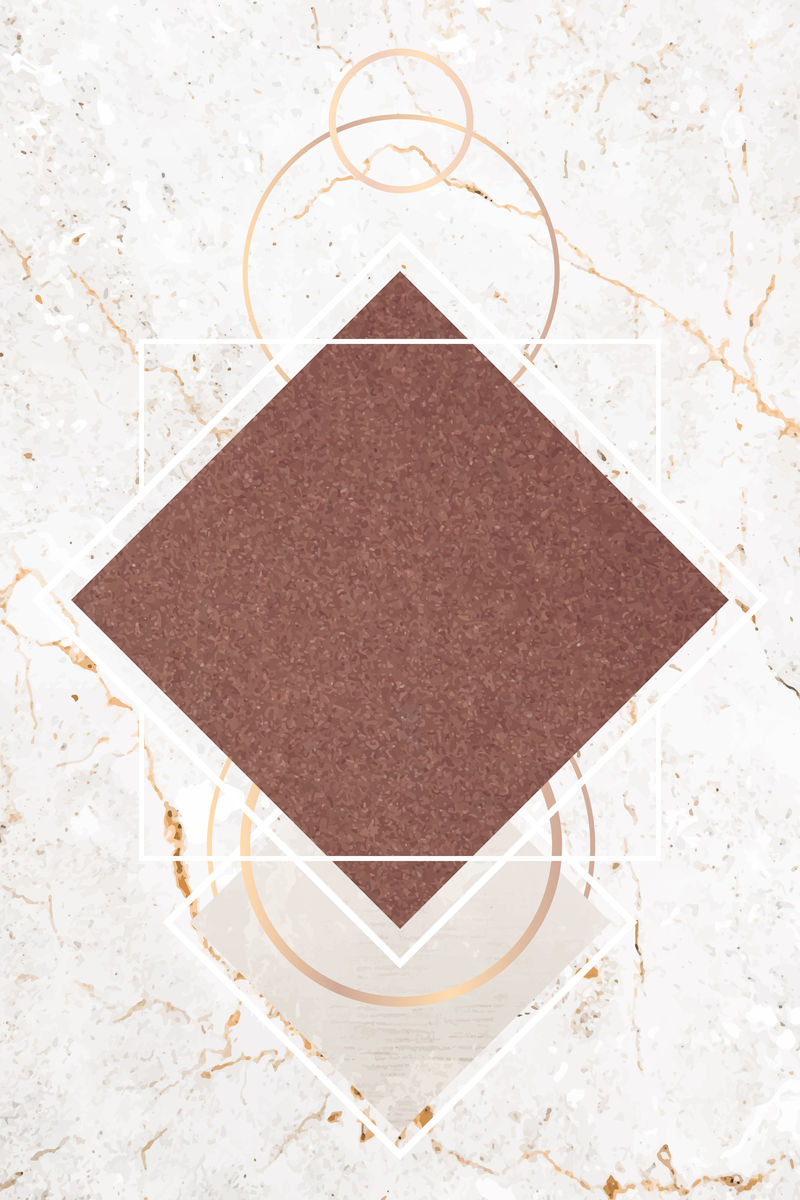 大理石背景向量上的菱形红棕色框架