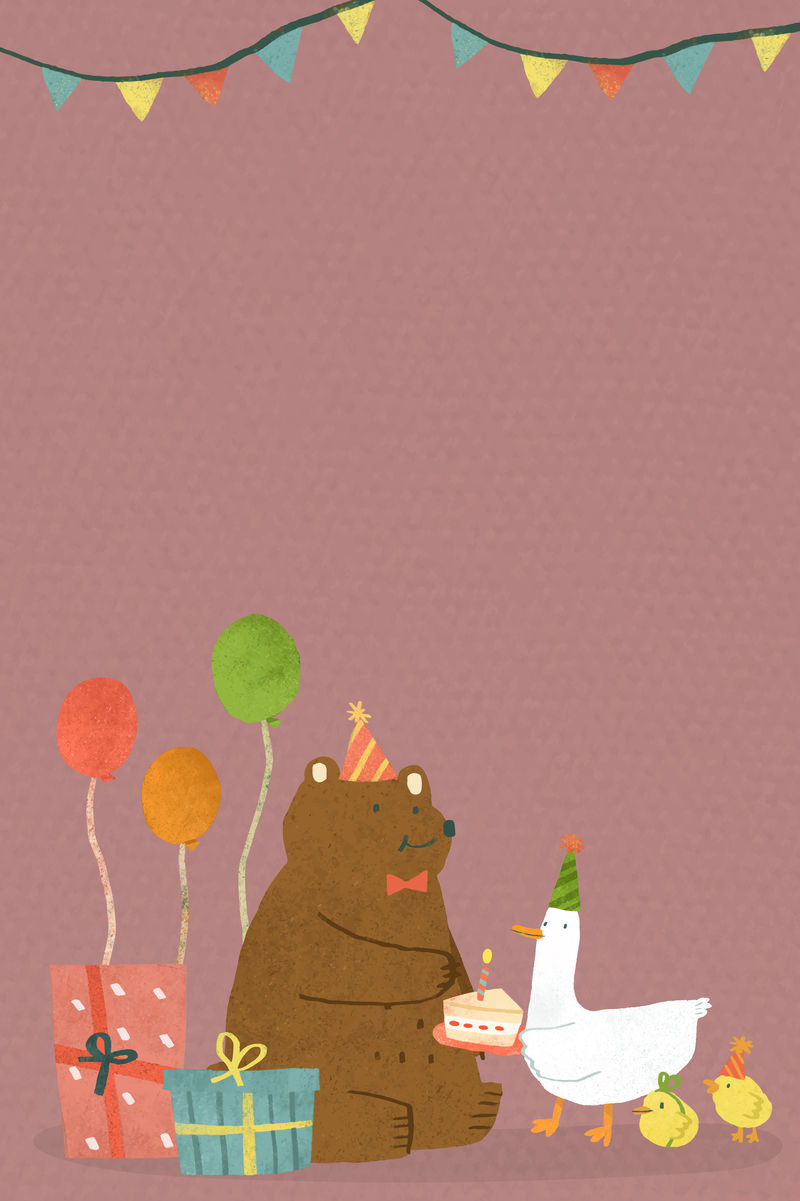 动物涂鸦生日庆祝载体