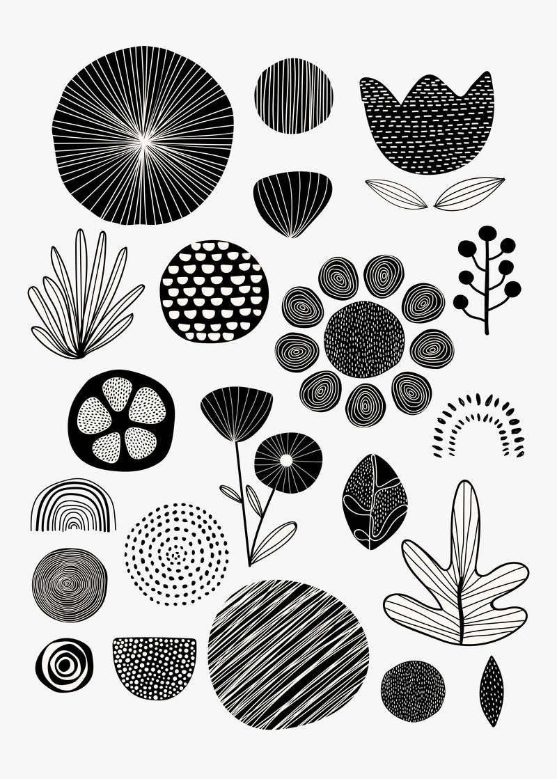 自然图案涂鸦背景向量