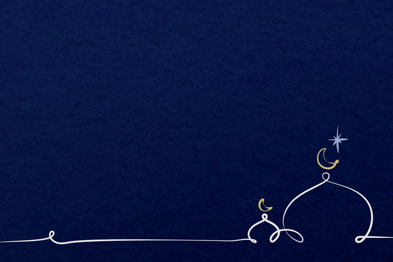 带有伊斯兰建筑图案的蓝色背景向量