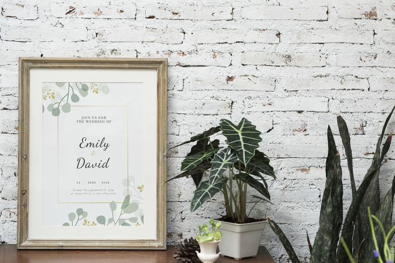 乡村木制框架的结婚海报