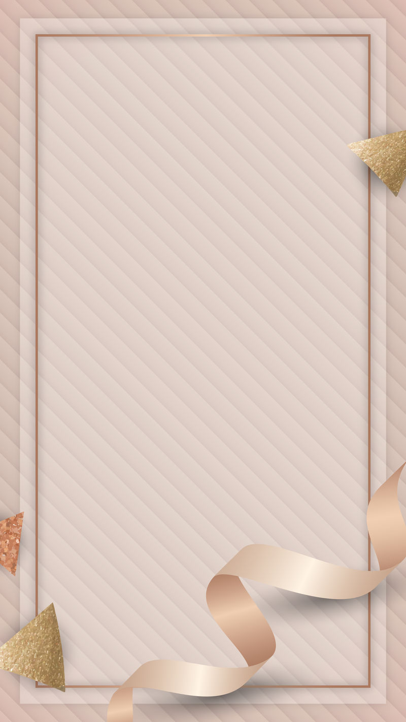 带粉金色丝带矢量的矩形