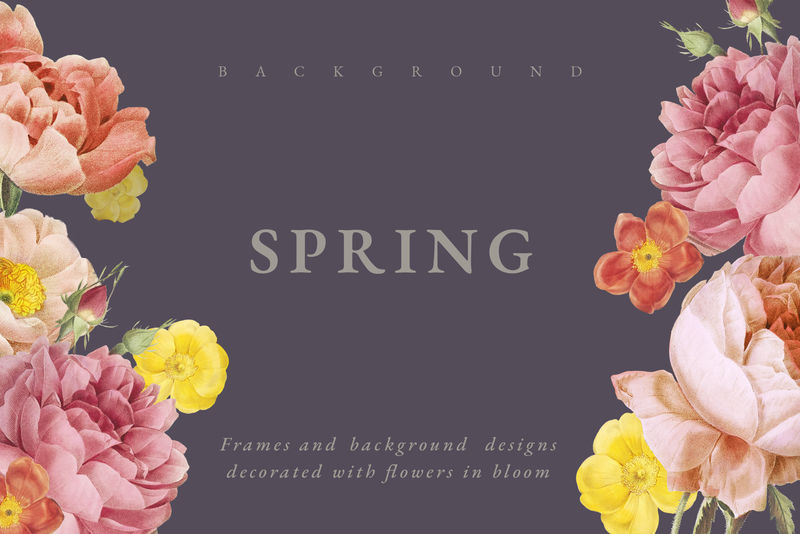 绽放花卉背景设计插画